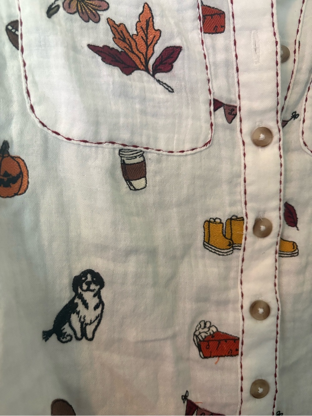 Pilcro Fall Print Button Down Shirt, Ivory, Size XXS, New With Tags - Picture 3 of 7